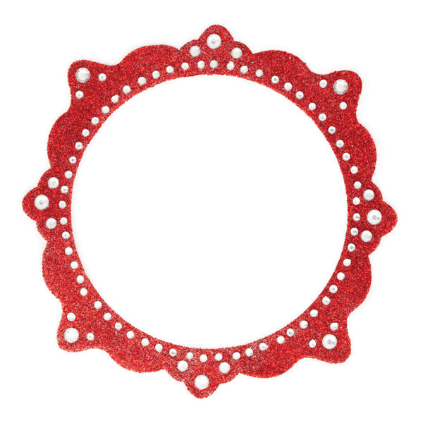 Glitter Bling Artisan Red Circle Gem Frame MM-35515