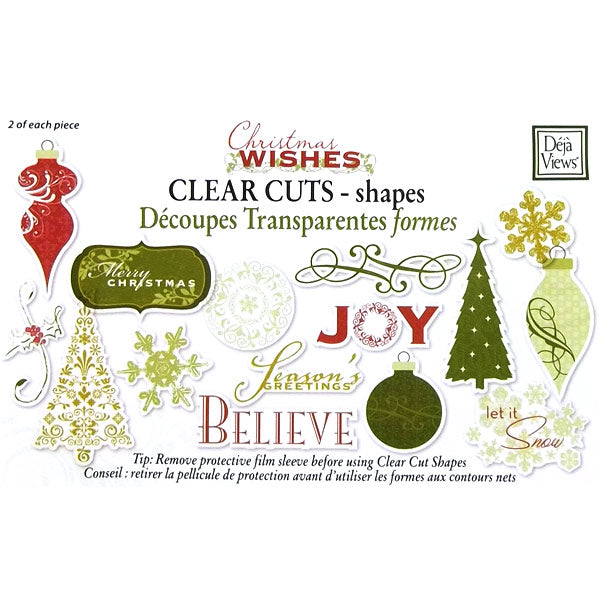 Christmas Wishes Clear Cut Glitter Shapes DV-CW-230