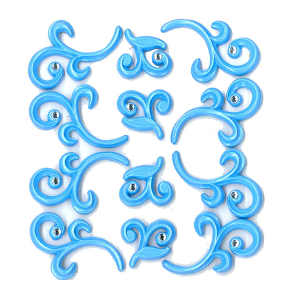 Baby Blue Flourishes Cabochons 50-20840