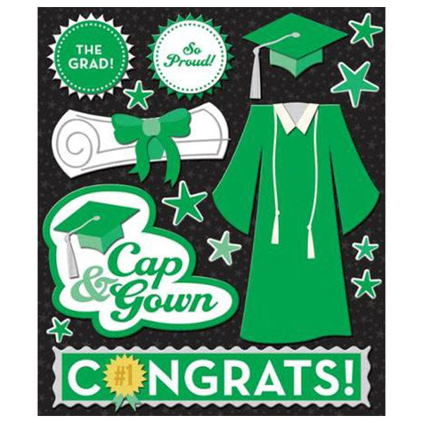 Green Cap and Gown Sticker Medley KCO-30-623330