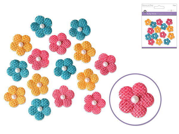 3D Burlap Daisies India FE146A