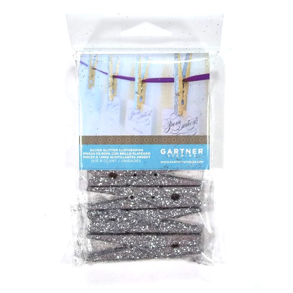 Silver Glitter Clothespins G-50024