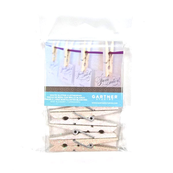 White Glitter Clothespins G-50005