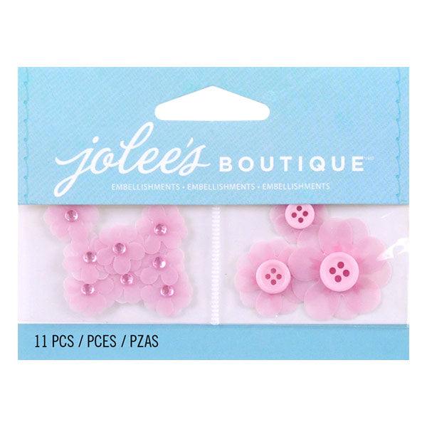 Pink Vellum Flowers Button Centers 50-00540