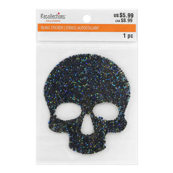 Black Glitter Skull Bling R-695087