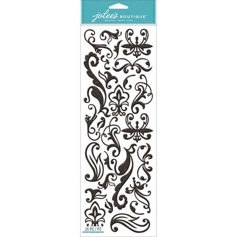 Black Large Glitter Swirls 50-30186