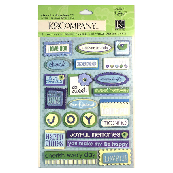 Contemporary Blue Word Dimensional Stickers KCO-900714