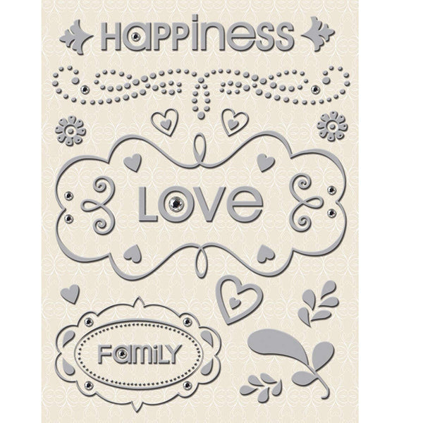 Elegance Foil Words & Swirls Embossed Stickers KCO-30-601215