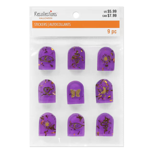 Halloween 3D Purple and Gold Tombstones R-718588