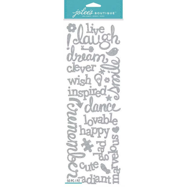 Live and Laugh Silver Glitter Words 50-30194