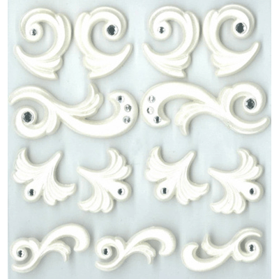 White Flourishes Cabochons 50-20851
